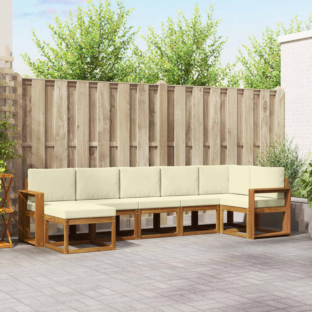 vidaXL Outdoor Sofa Set 7 pcs Natural Solid Acacia Wood