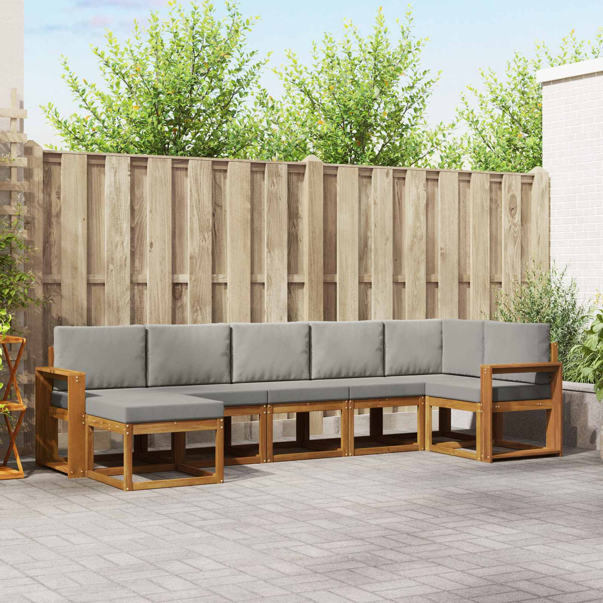 vidaXL Outdoor Sofa Set 7 pcs Natural Solid Acacia Wood