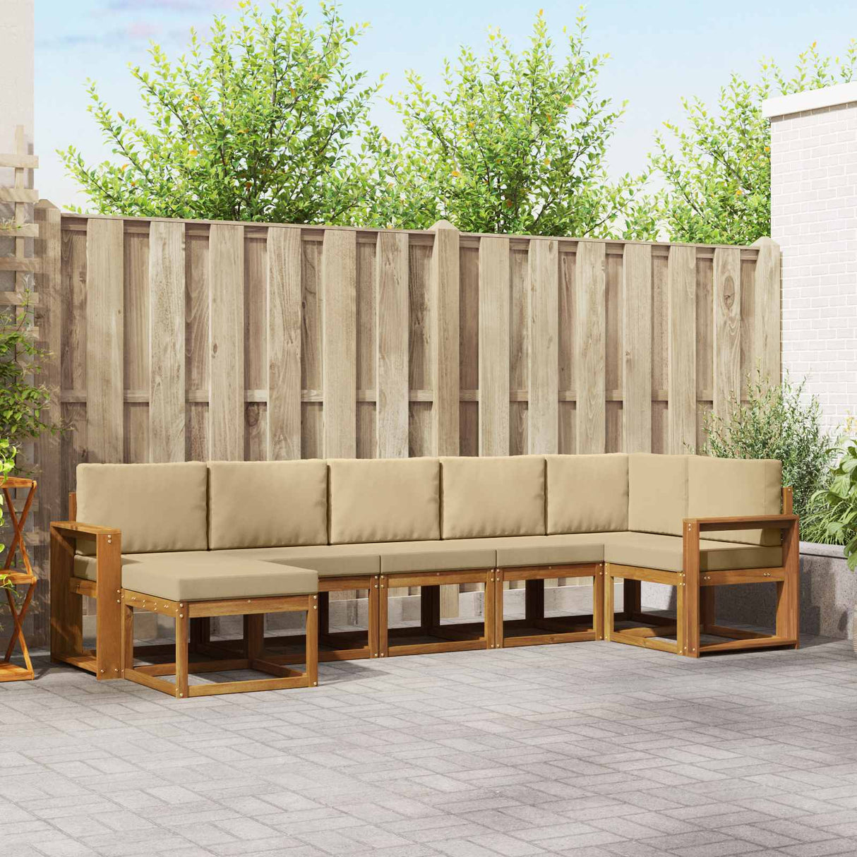 vidaXL Outdoor Sofa Set 7 pcs Natural Solid Acacia Wood