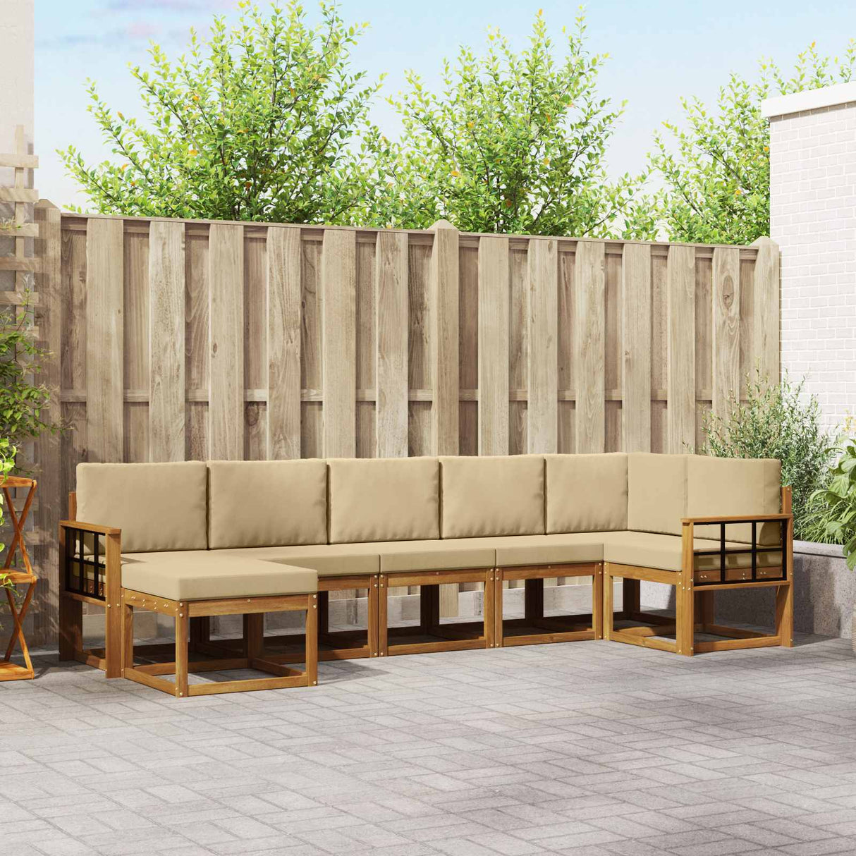 vidaXL Outdoor Sofa Set 7 pcs Natural Solid Acacia Wood