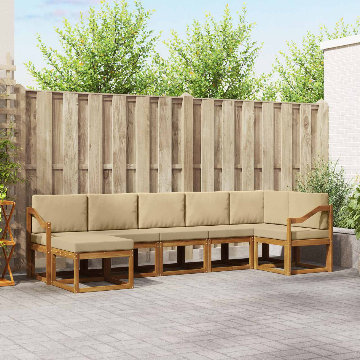 vidaXL Outdoor Sofa Set 7 pcs Natural Solid Acacia Wood