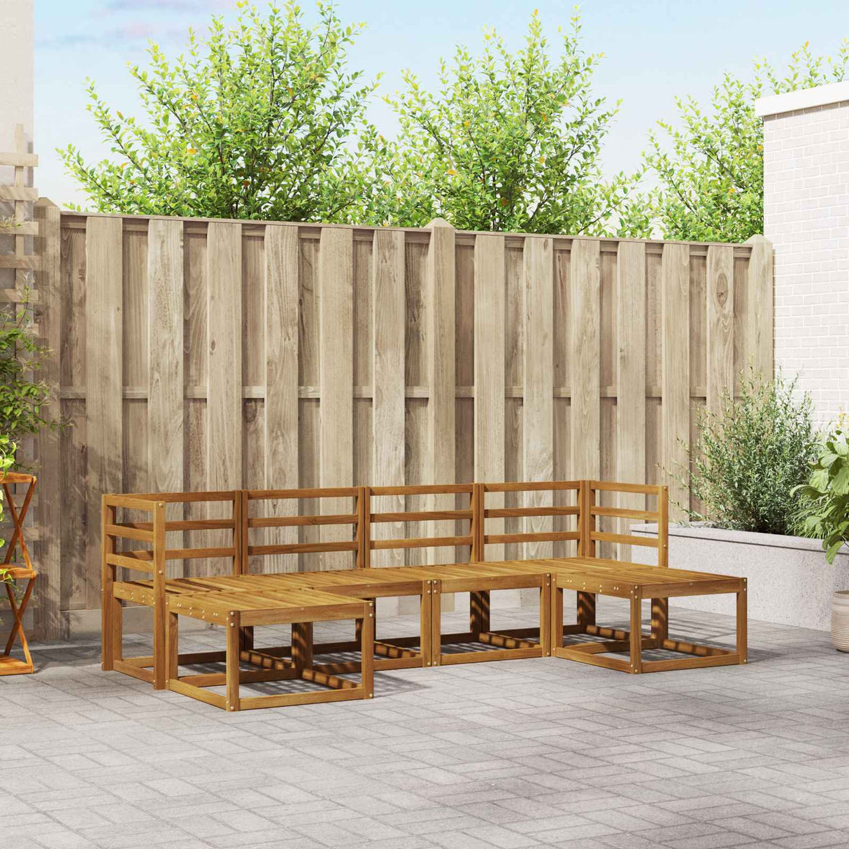 vidaXL Outdoor Sofa Set 6 pcs Natural Solid Acacia Wood