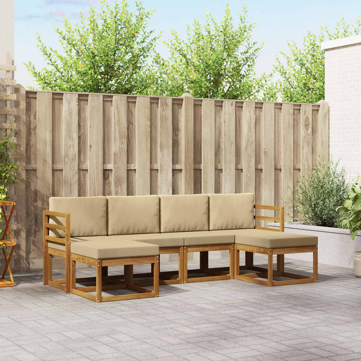 vidaXL Outdoor Sofa Set 6 pcs Natural Solid Acacia Wood