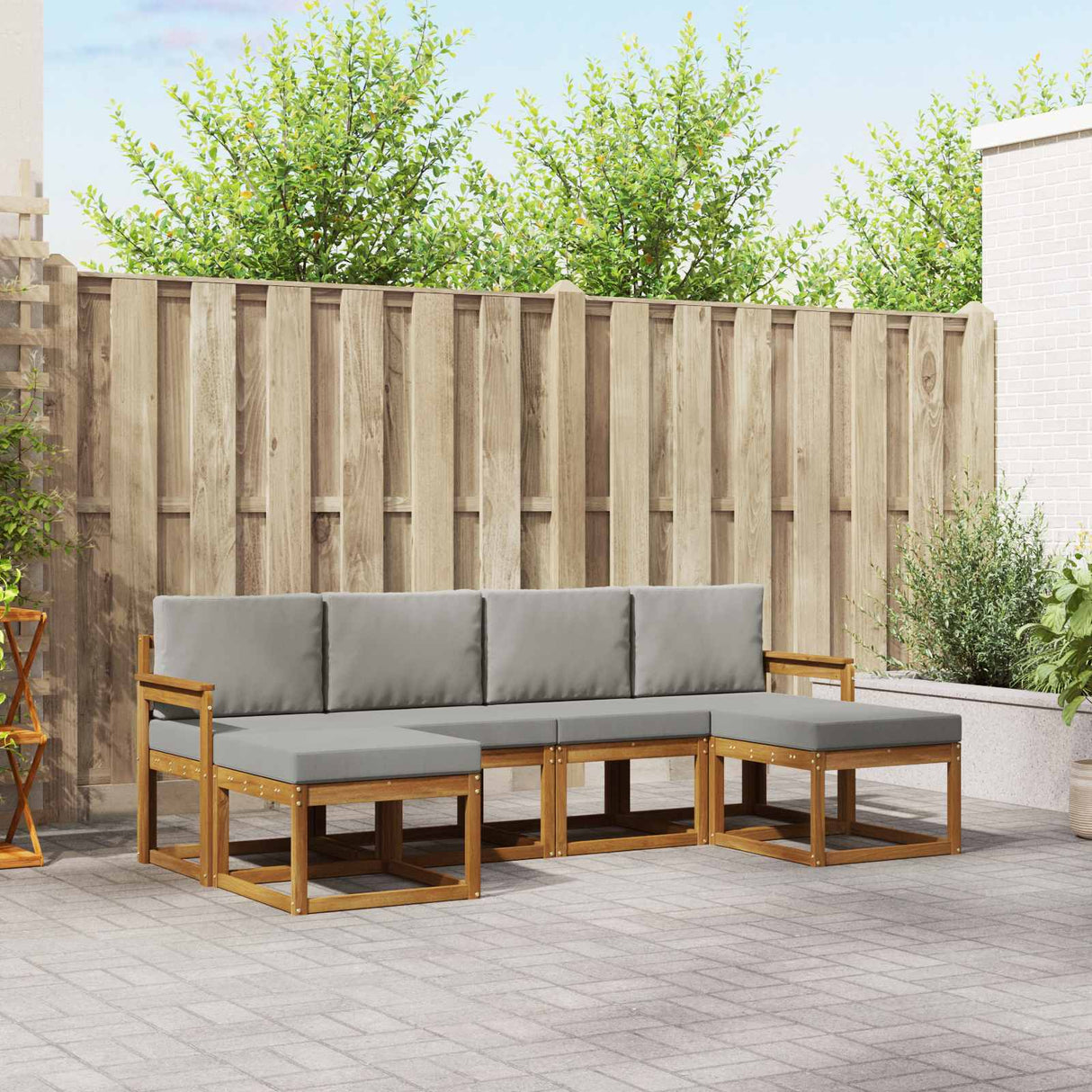 vidaXL Outdoor Sofa Set 6 pcs Natural Solid Acacia Wood