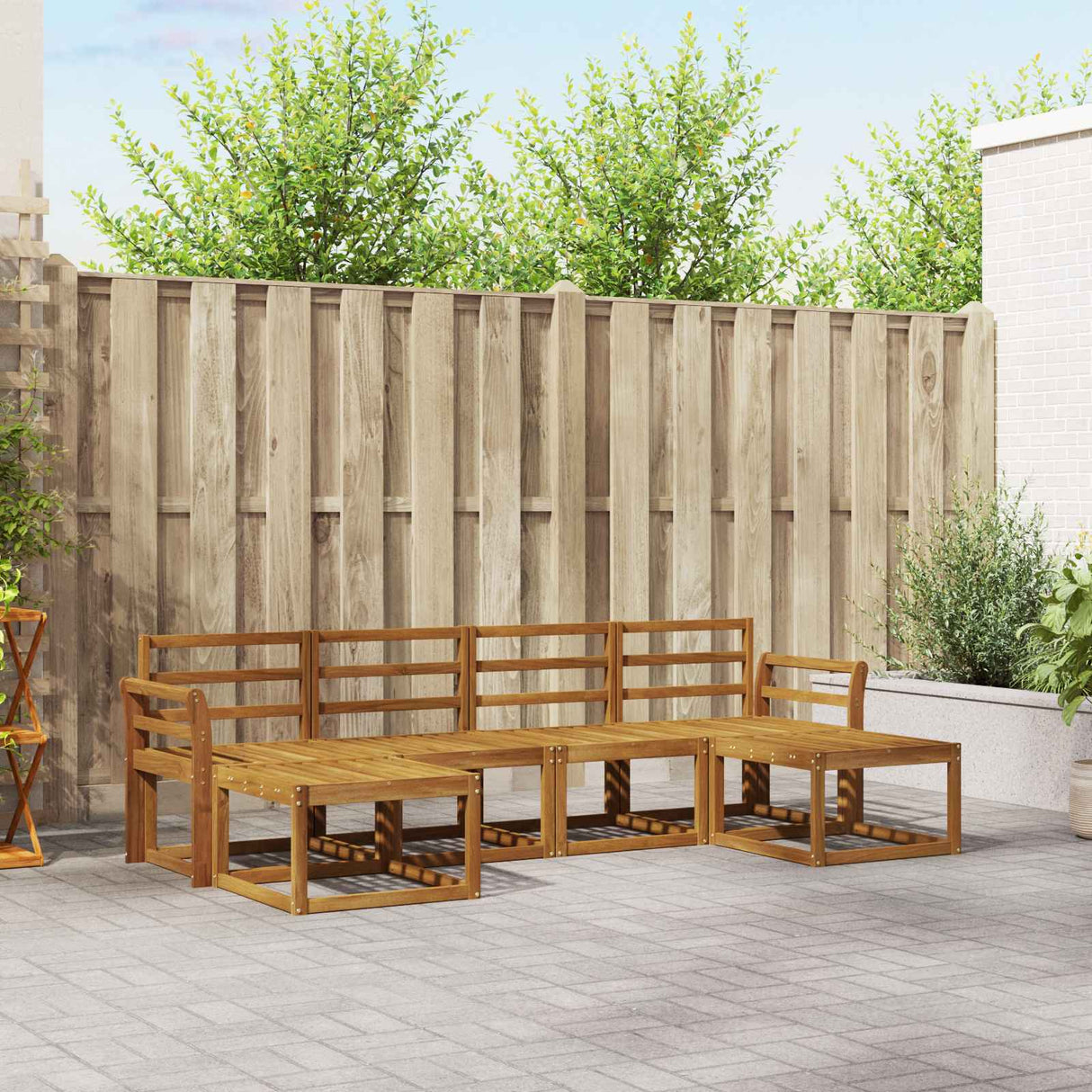 vidaXL Outdoor Sofa Set 6 pcs Natural Solid Acacia Wood