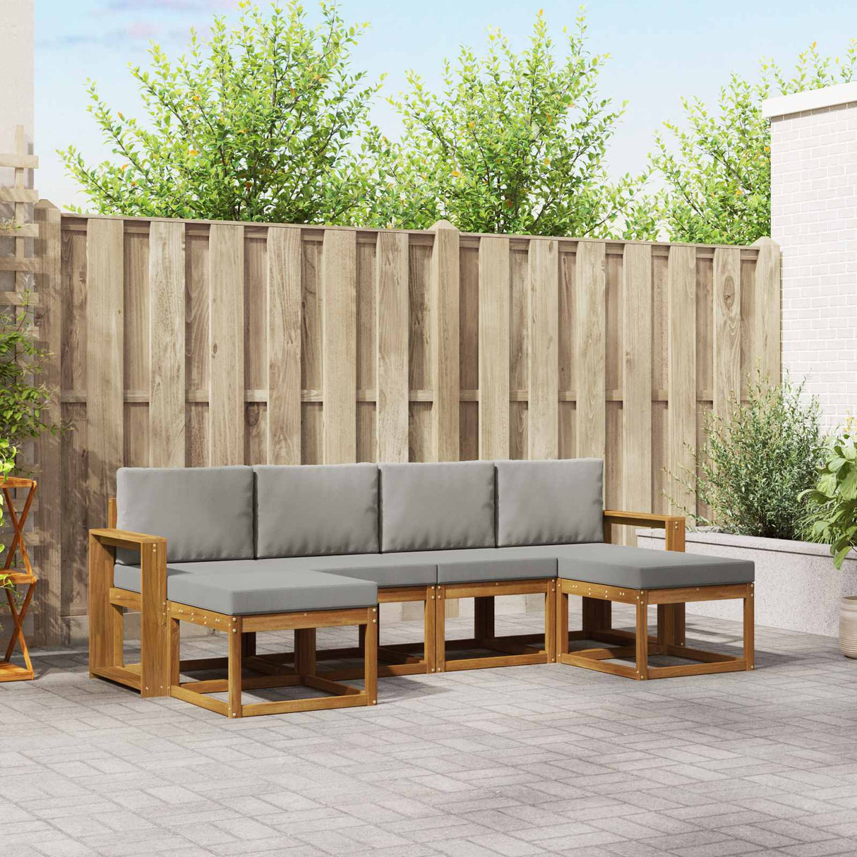 vidaXL Outdoor Sofa Set 6 pcs Natural Solid Acacia Wood