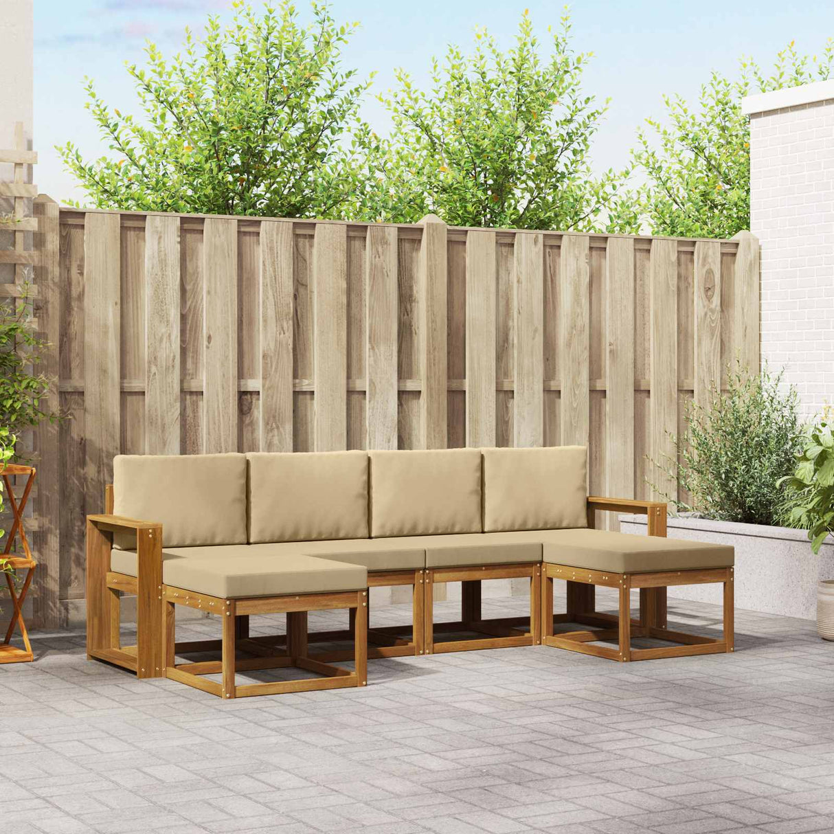 vidaXL Outdoor Sofa Set 6 pcs Natural Solid Acacia Wood