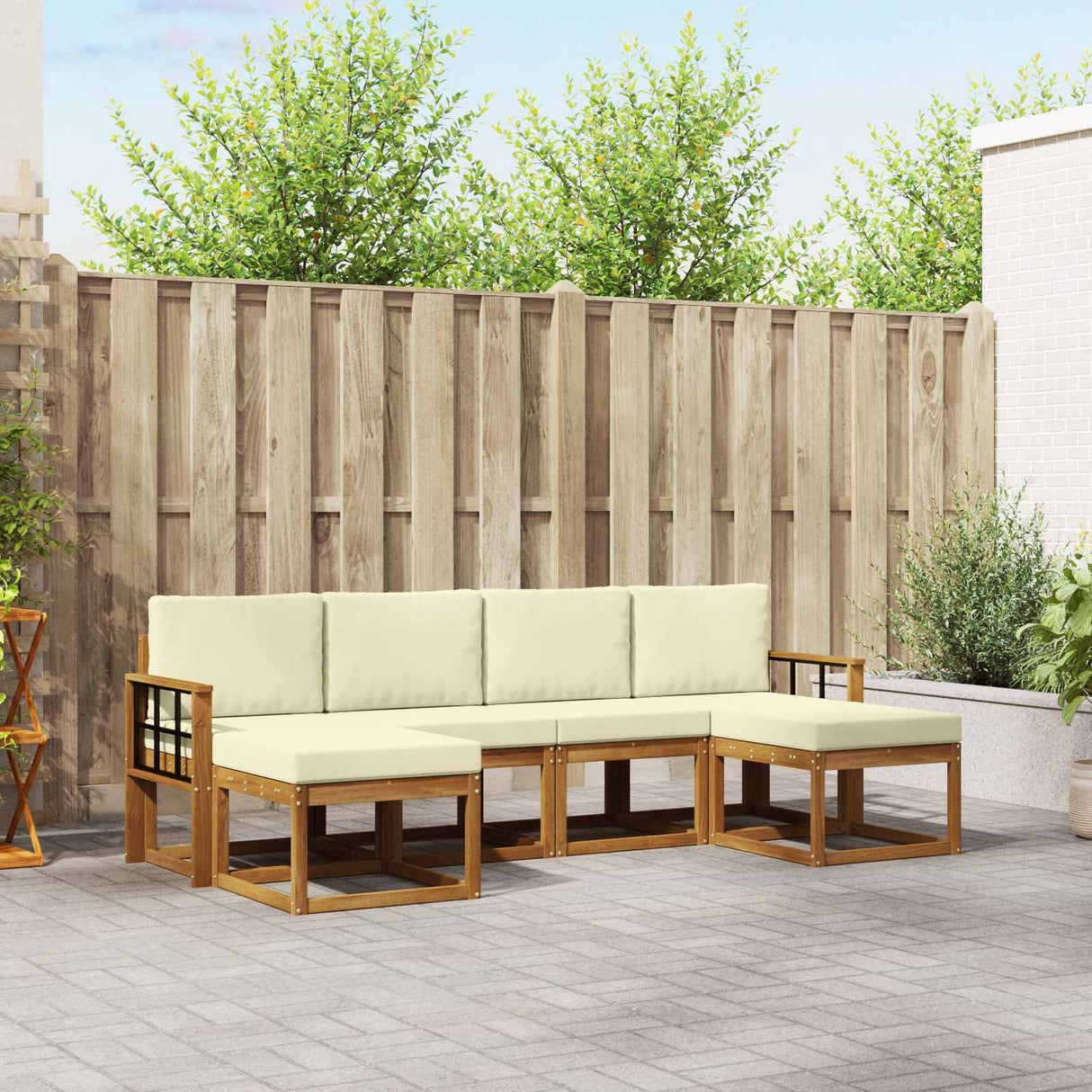 vidaXL Outdoor Sofa Set 6 pcs Natural Solid Acacia Wood
