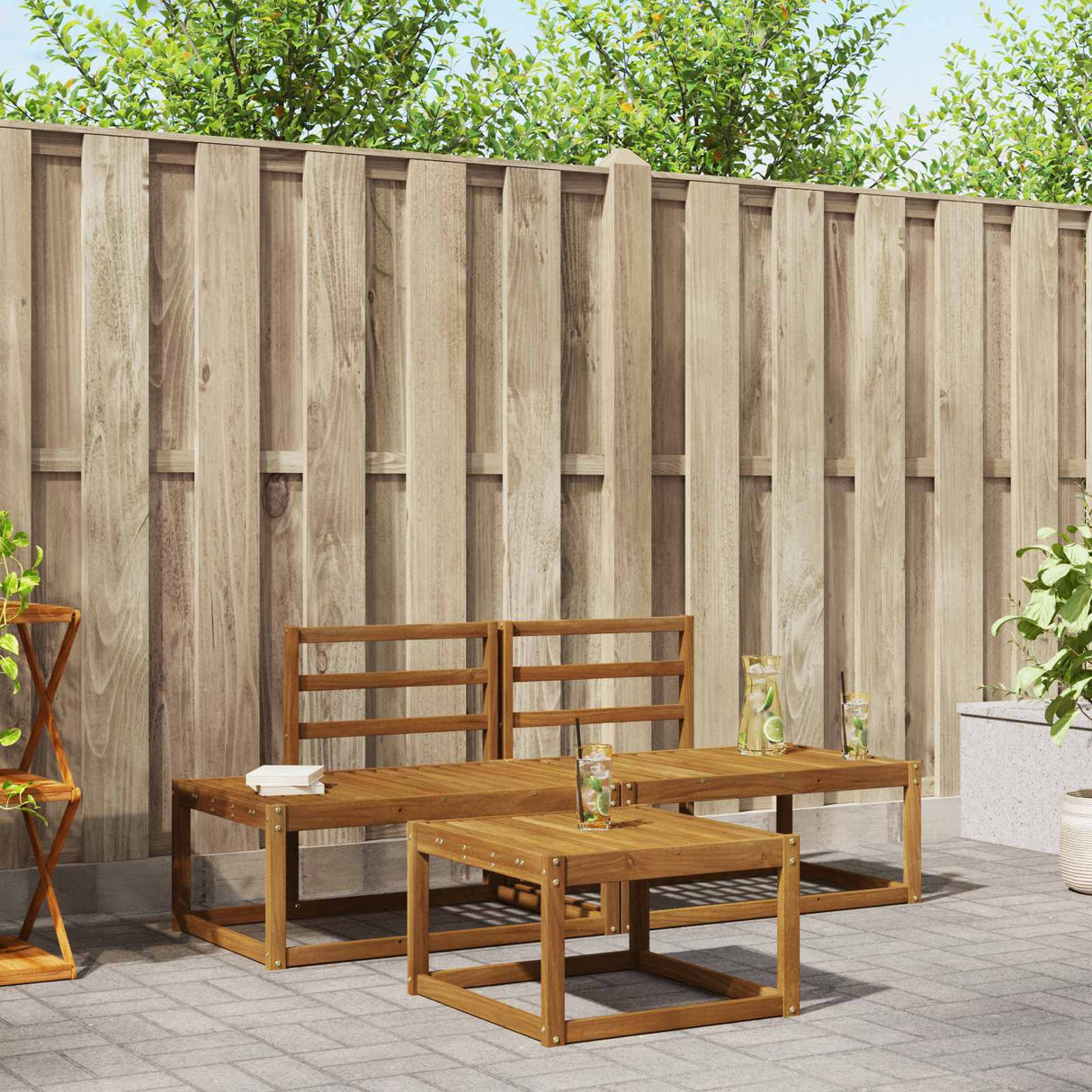 vidaXL Buiten bank set 3 pcs Naturel Massief Acacia Hout