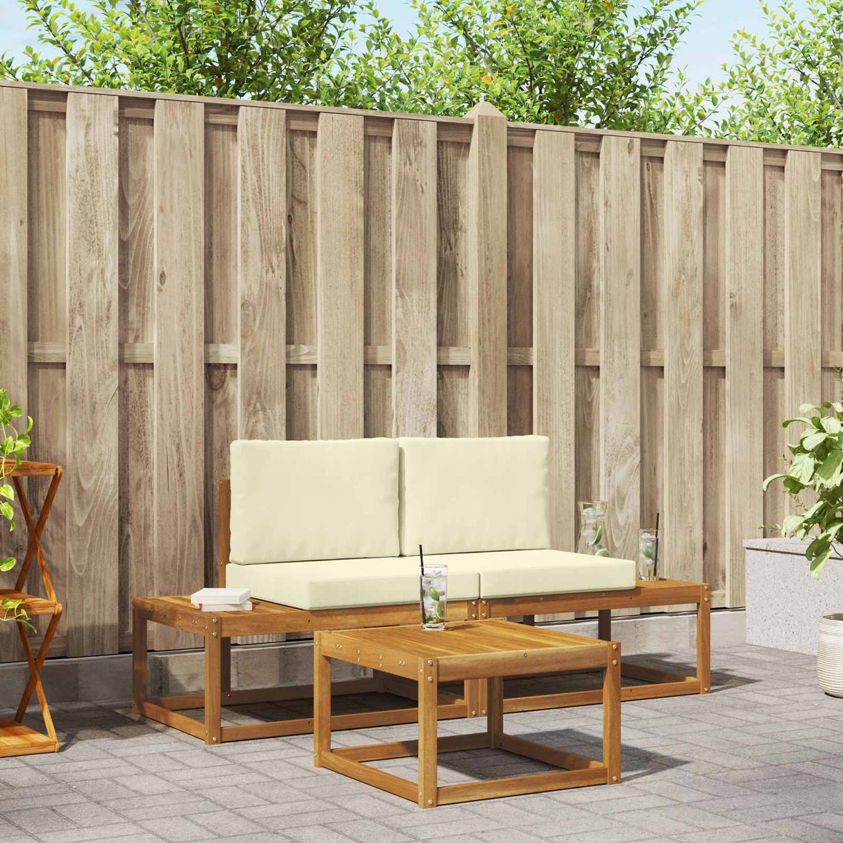vidaXL Buiten bank set 3 pcs Naturel Massief Acacia Hout