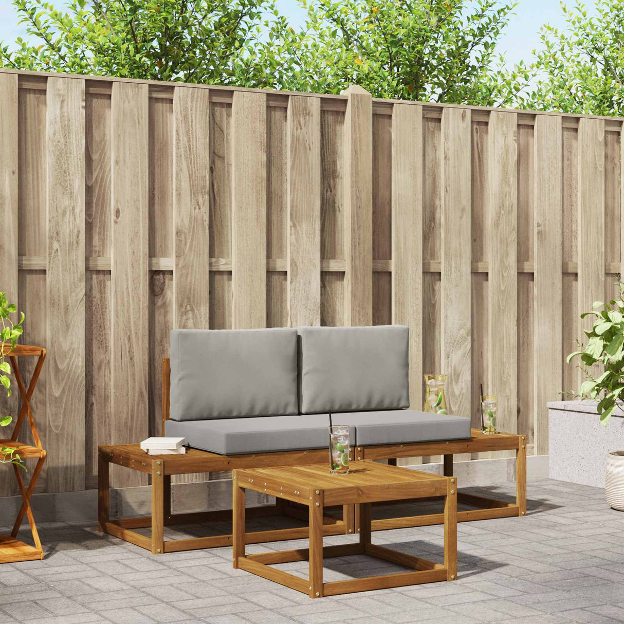 vidaXL Buiten bank set 3 pcs Naturel Massief Acacia Hout
