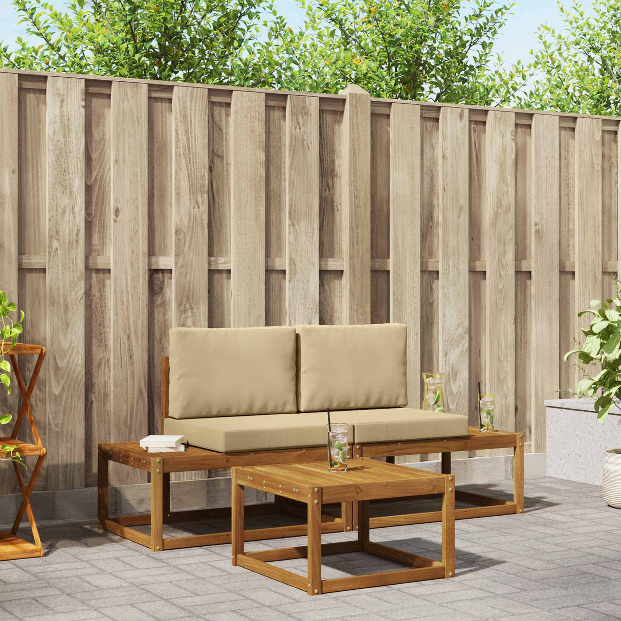 vidaXL Buiten bank set 3 pcs Naturel Massief Acacia Hout