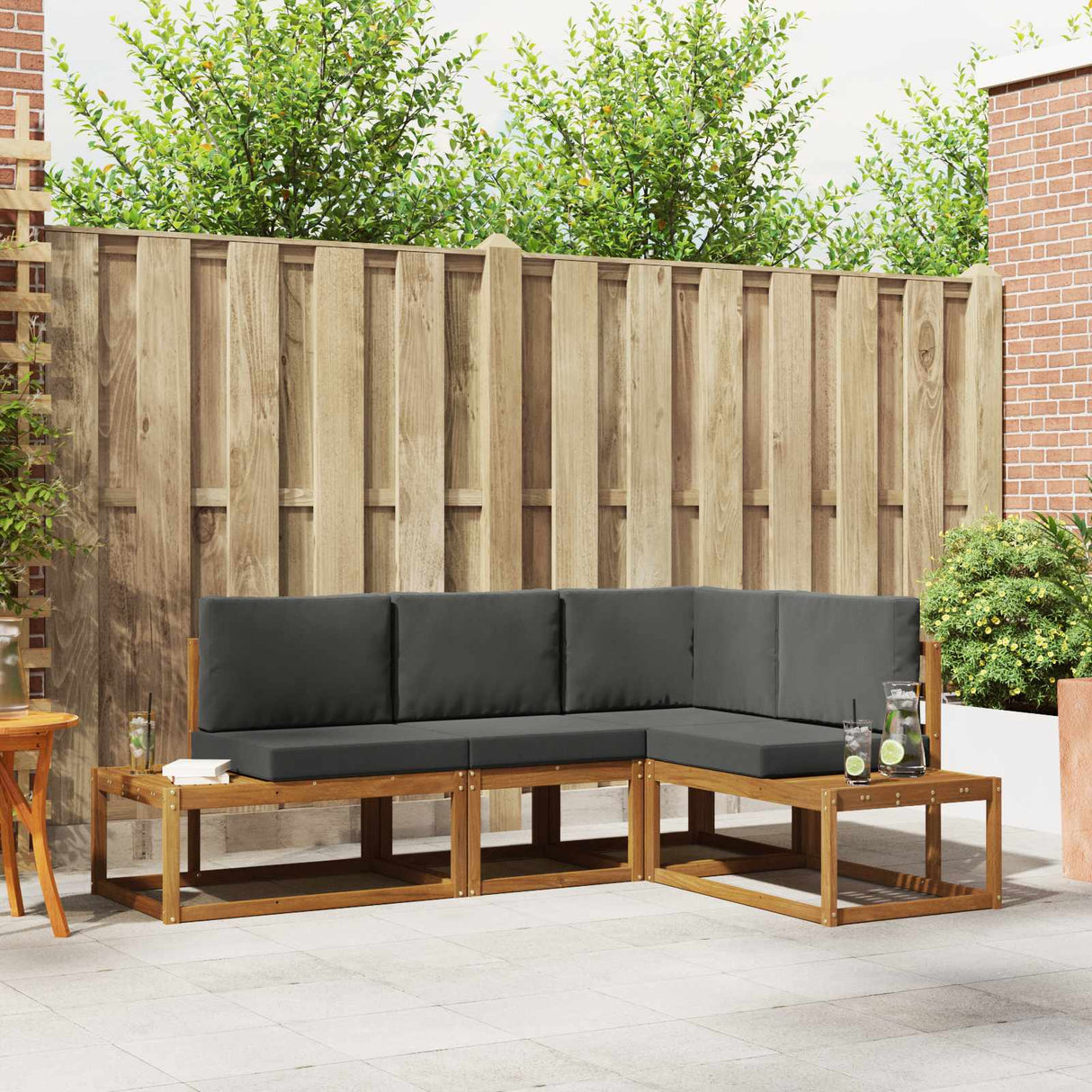 vidaXL Buiten bank set 4 Stuk Naturel Massief Acacia Hout