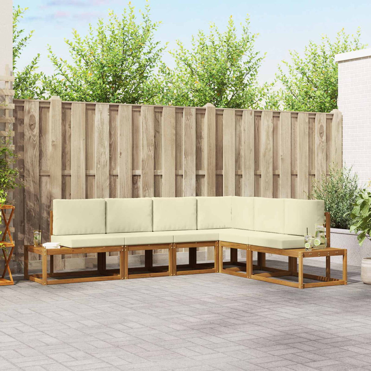 vidaXL Outdoor Sofa Set 6 Piece Natural Solid Acacia Wood
