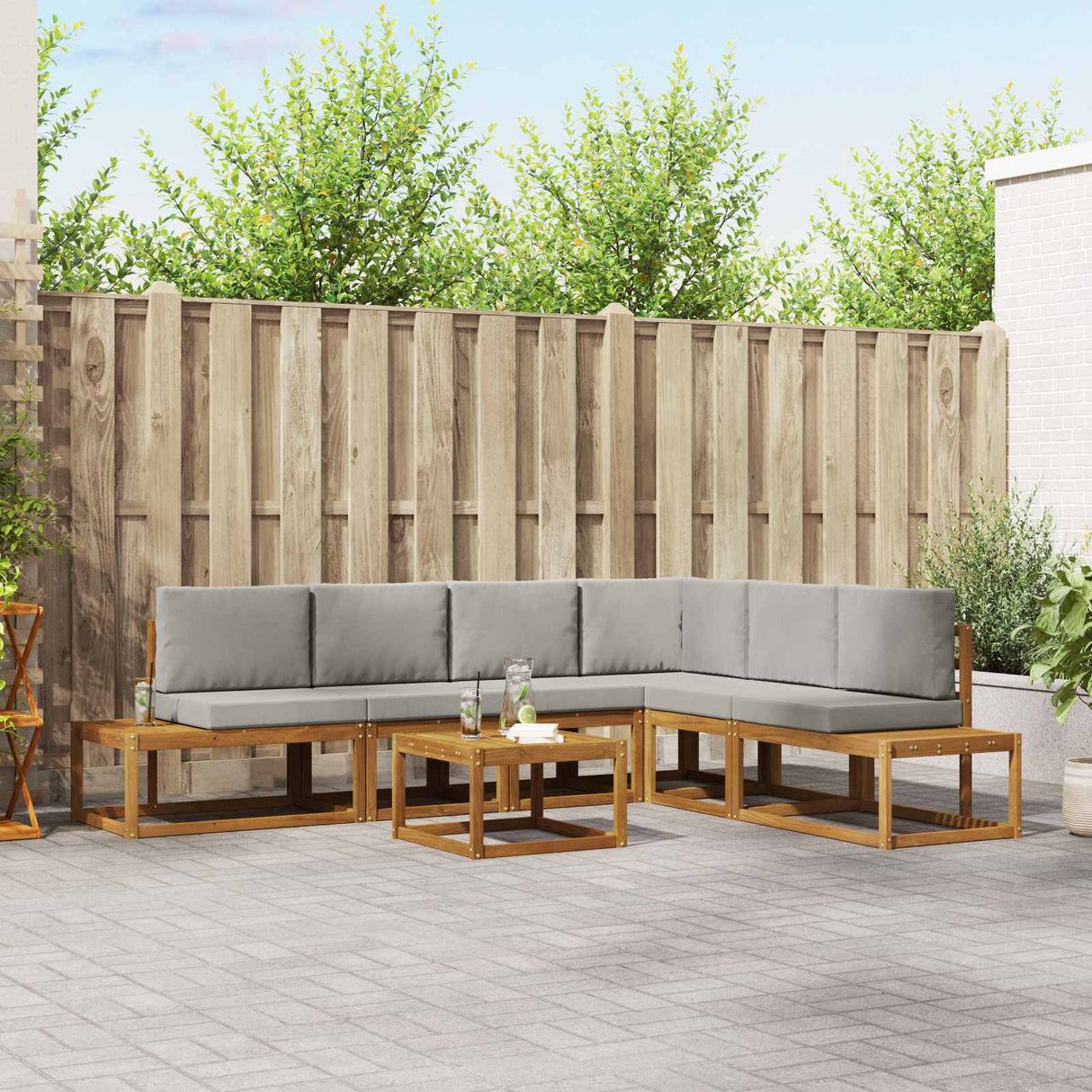 vidaXL Buiten bank set 7 Stuk Naturel Massief Acacia Hout