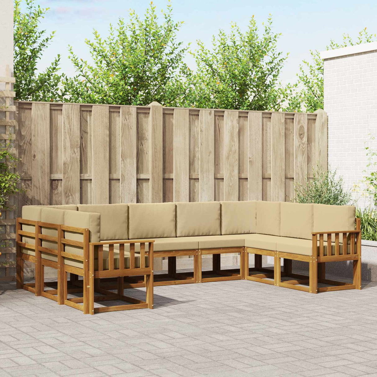 vidaXL Buiten bank set 9 pcs Naturel Massief Acacia Hout