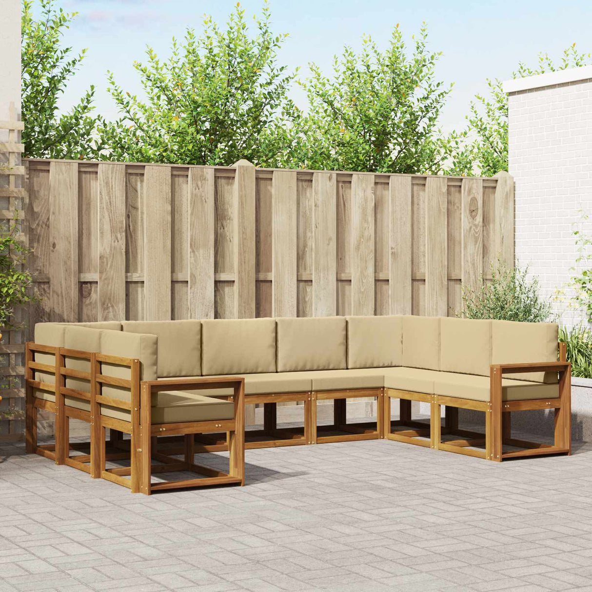 vidaXL Buiten bank set 9 pcs Naturel Massief Acacia Hout