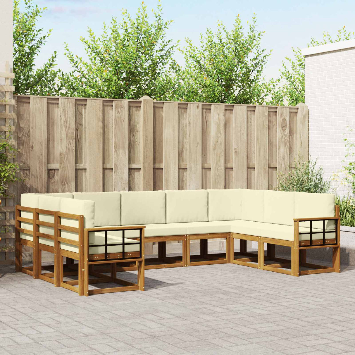 vidaXL Buiten bank set 9 pcs Naturel Massief Acacia Hout