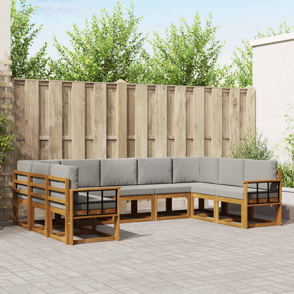 vidaXL Buiten bank set 9 pcs Naturel Massief Acacia Hout