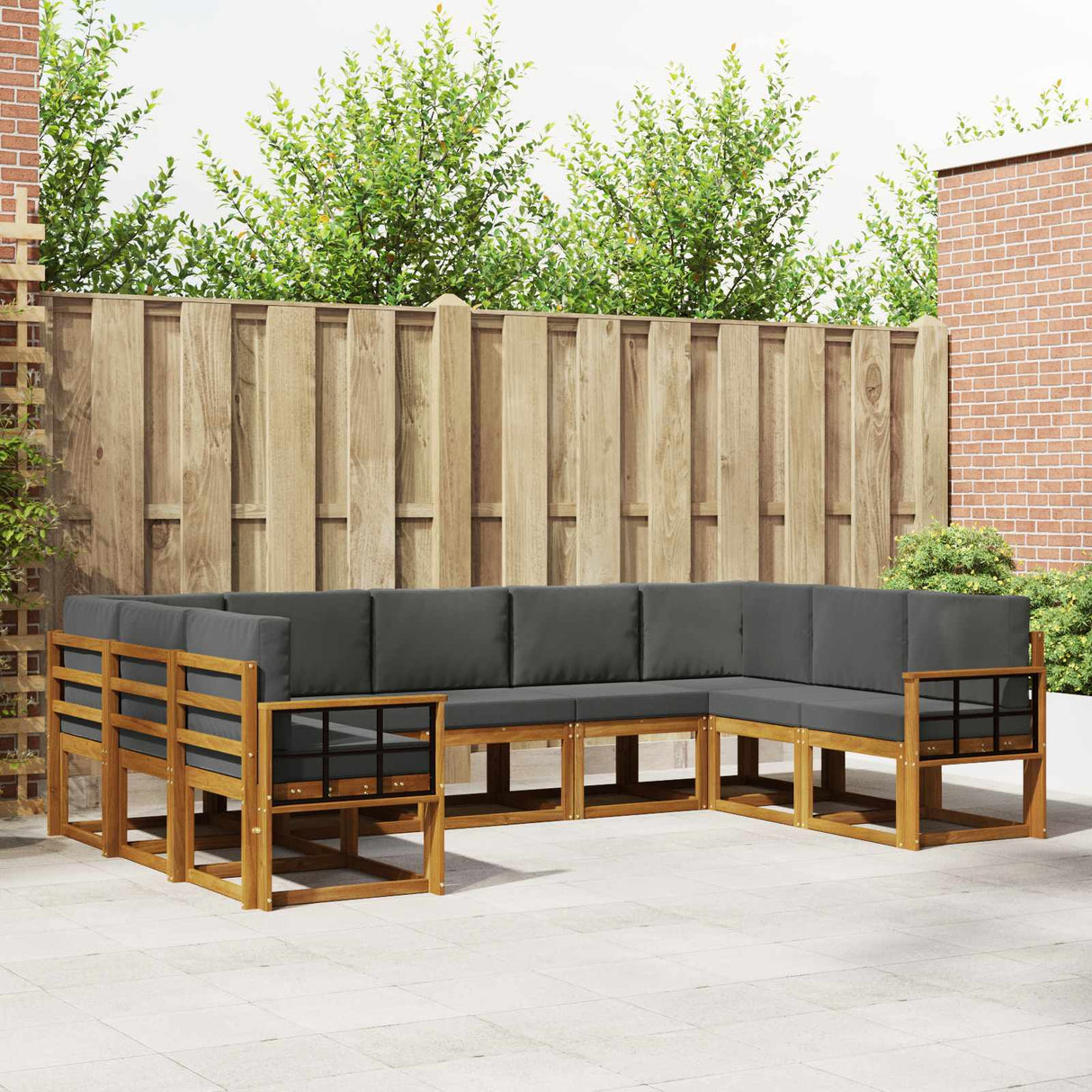 vidaXL Buiten bank set 9 pcs Naturel Massief Acacia Hout