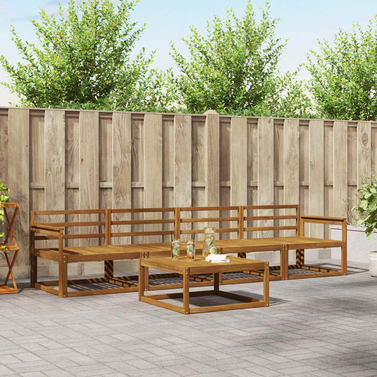 vidaXL Buiten bank set 5 pcs Naturel Massief Acacia Hout