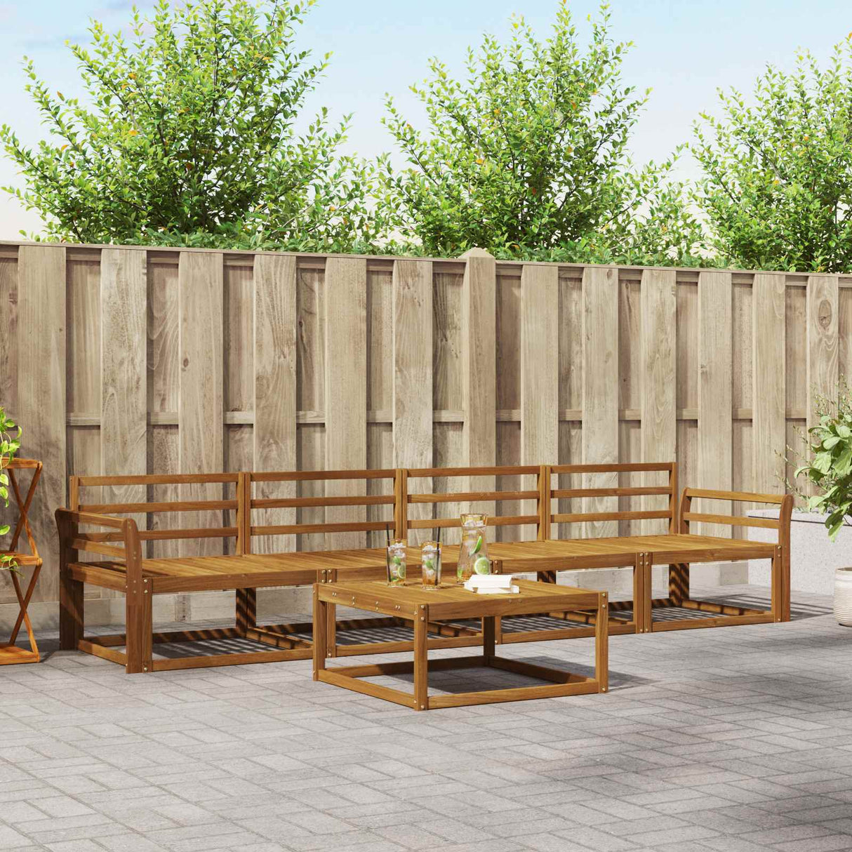 vidaXL Buiten bank set 5 pcs Naturel Massief Acacia Hout