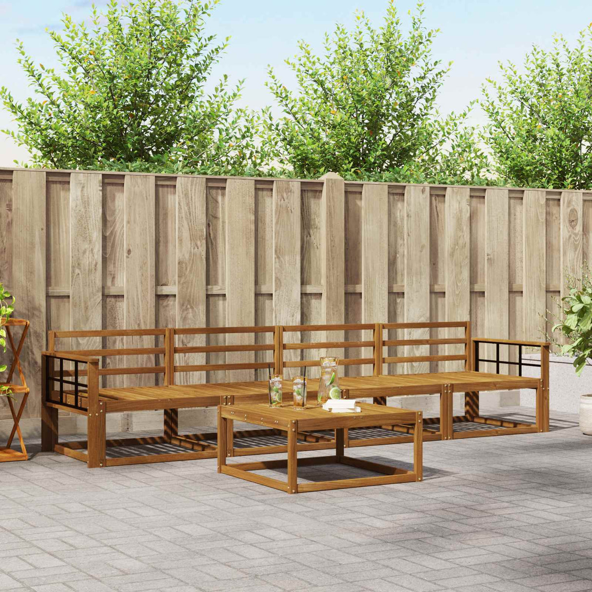 vidaXL Buiten bank set 5 pcs Naturel Massief Acacia Hout