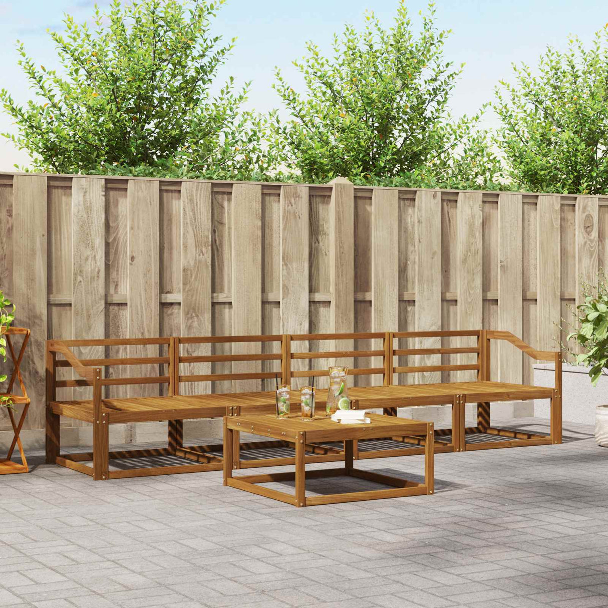 vidaXL Buiten bank set 5 pcs Naturel Massief Acacia Hout