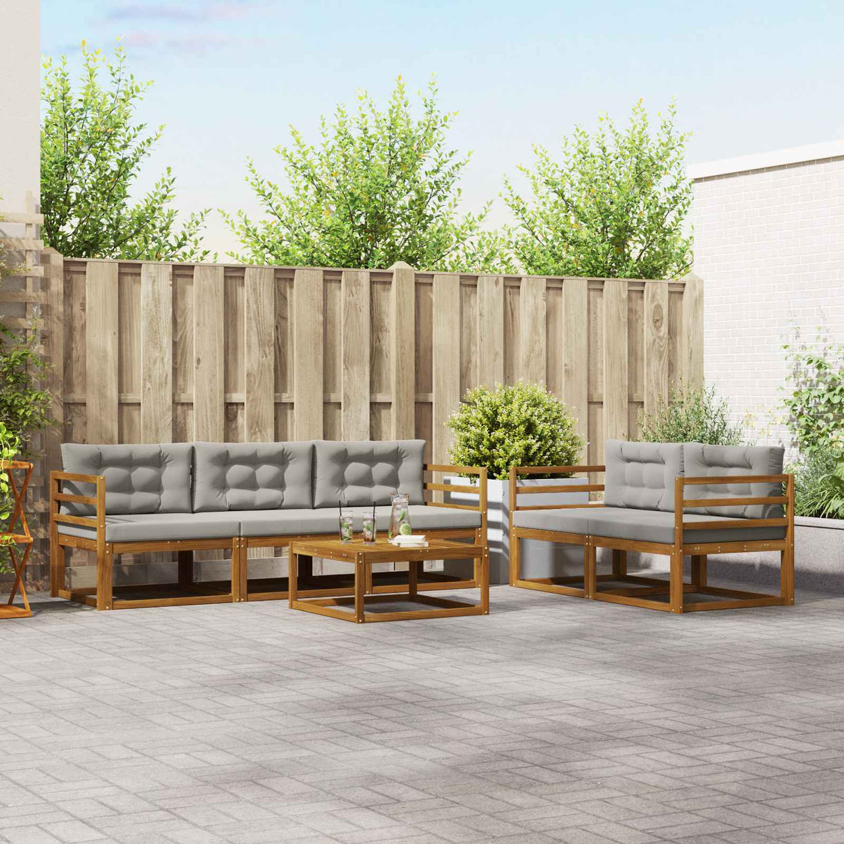 vidaXL Buiten bank set 6 pcs Naturel Massief Acacia Hout