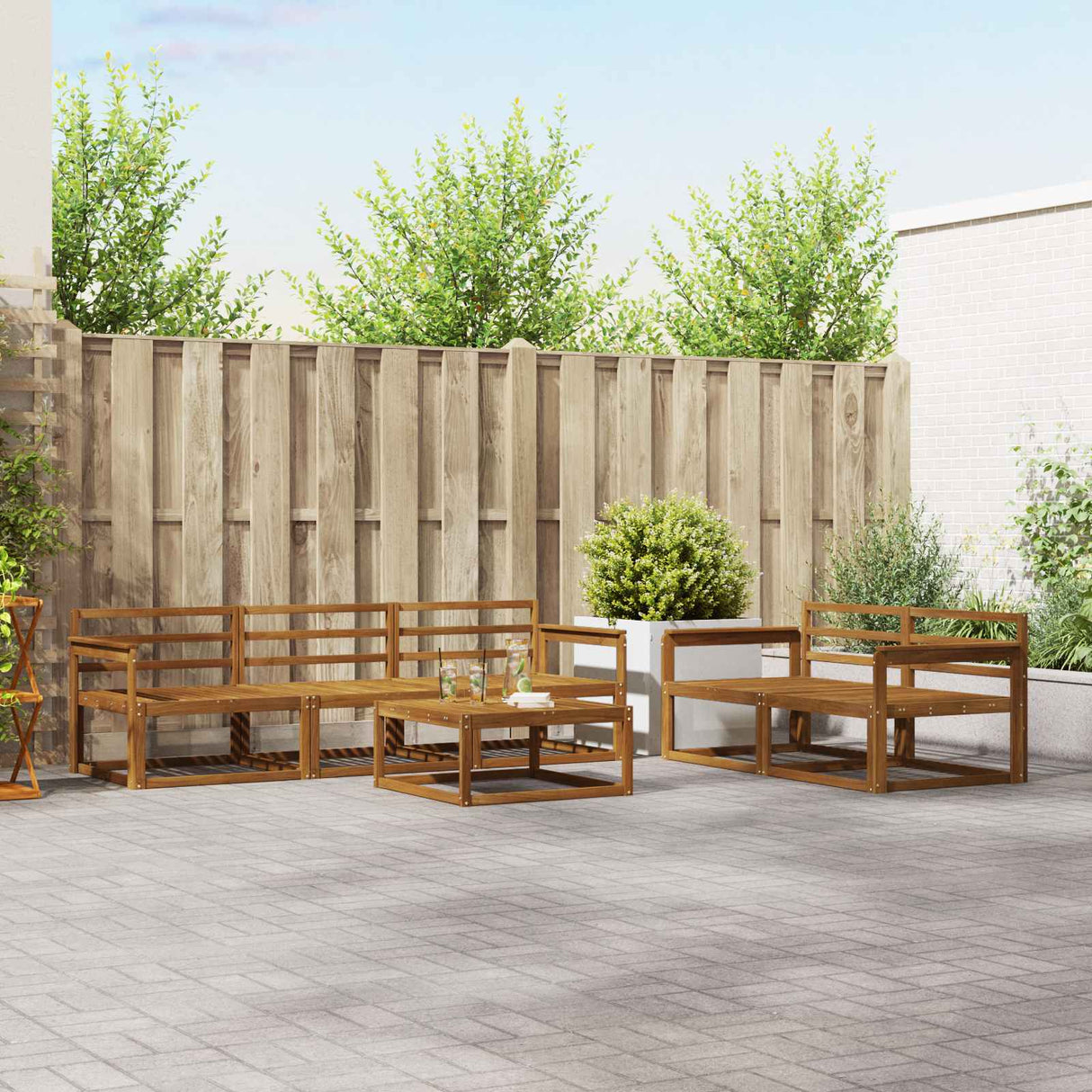 vidaXL Buiten bank set 6 pcs Naturel Massief Acacia Hout