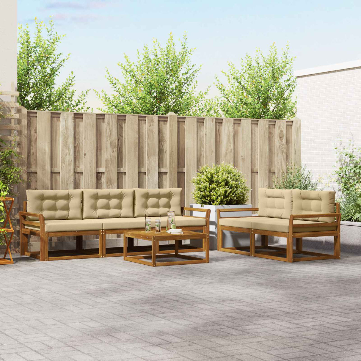 vidaXL Buiten bank set 6 pcs Naturel Massief Acacia Hout