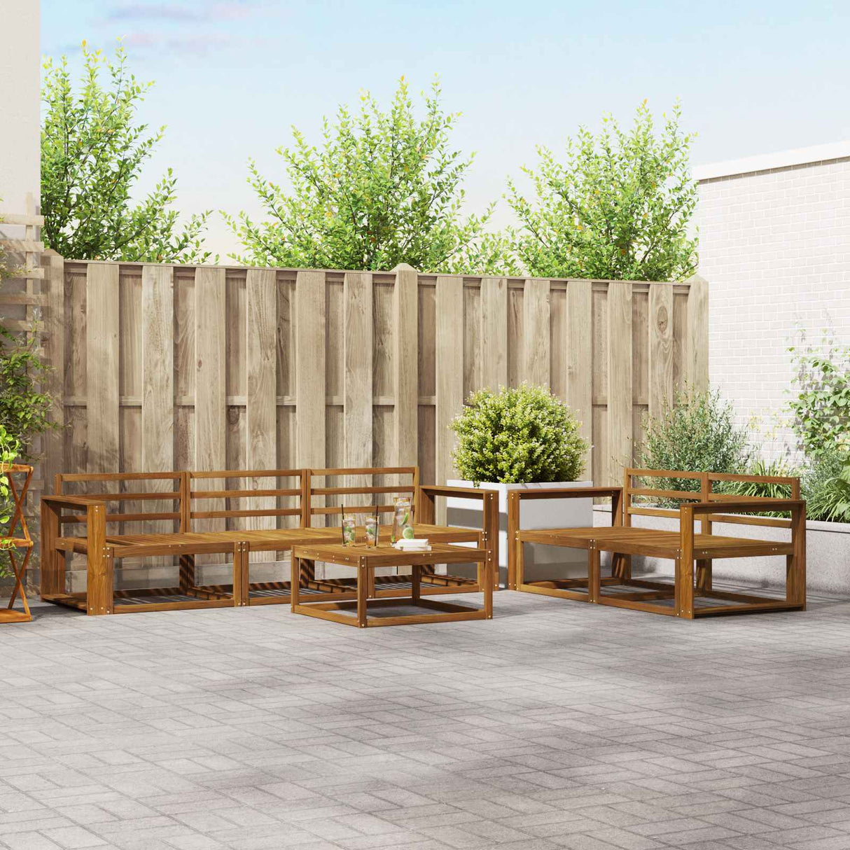 vidaXL Buiten bank set 6 pcs Naturel Massief Acacia Hout
