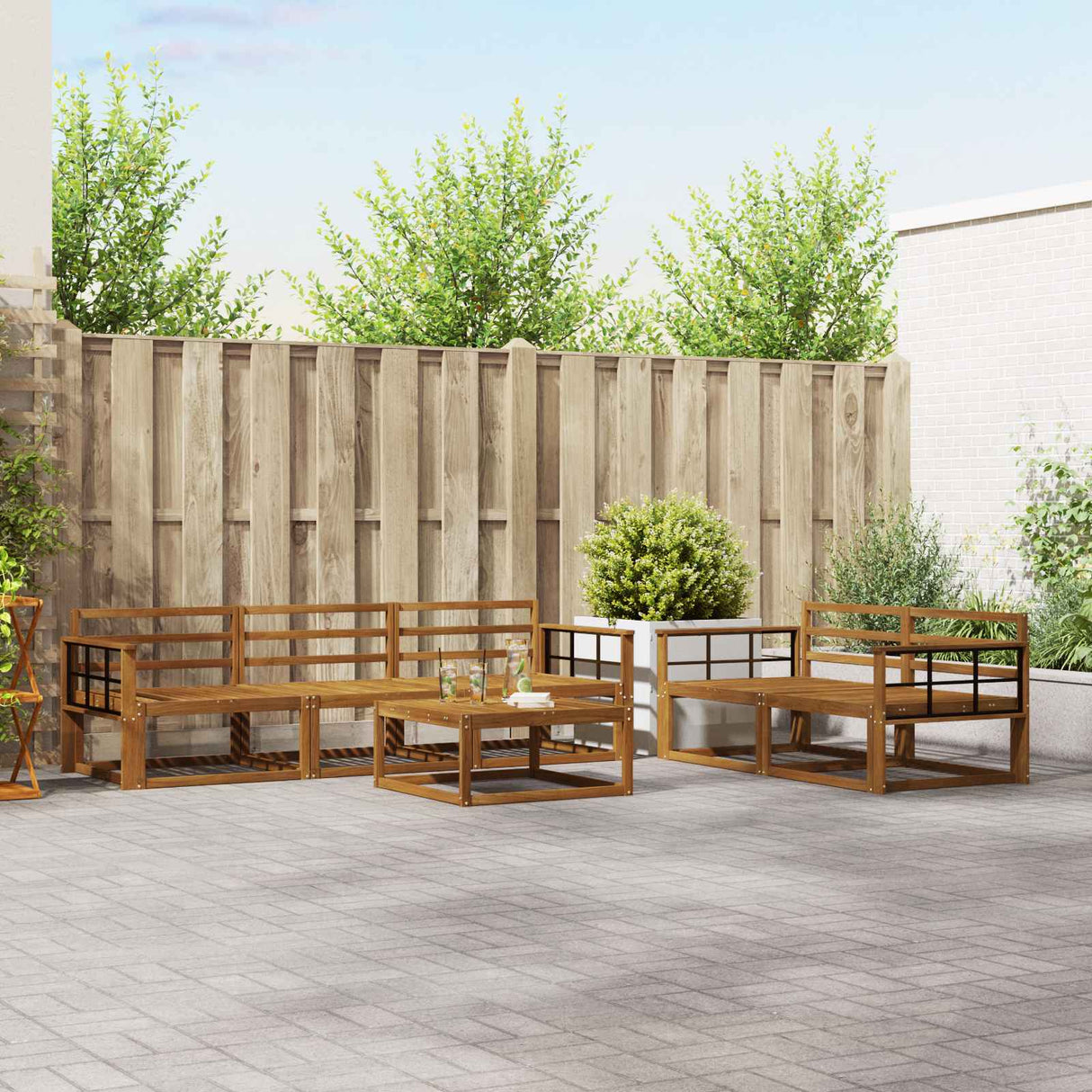 vidaXL Buiten bank set 6 pcs Naturel Massief Acacia Hout