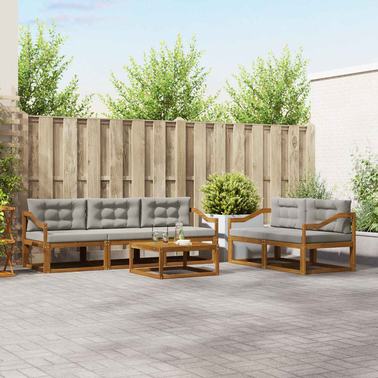 vidaXL Buiten bank set 6 pcs Naturel Massief Acacia Hout
