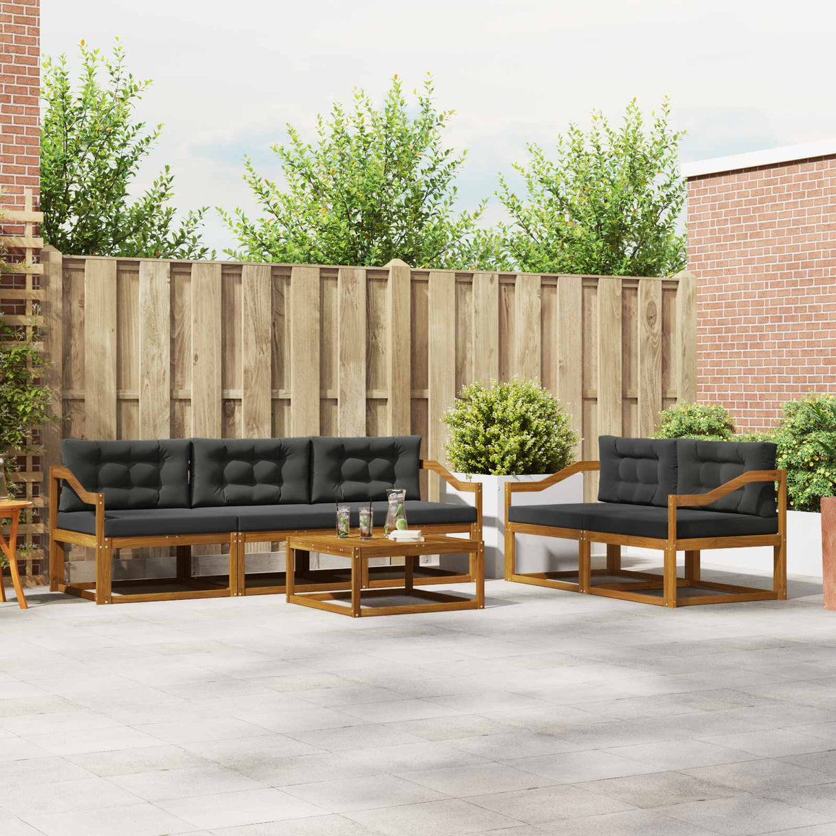 vidaXL Buiten bank set 6 pcs Naturel Massief Acacia Hout