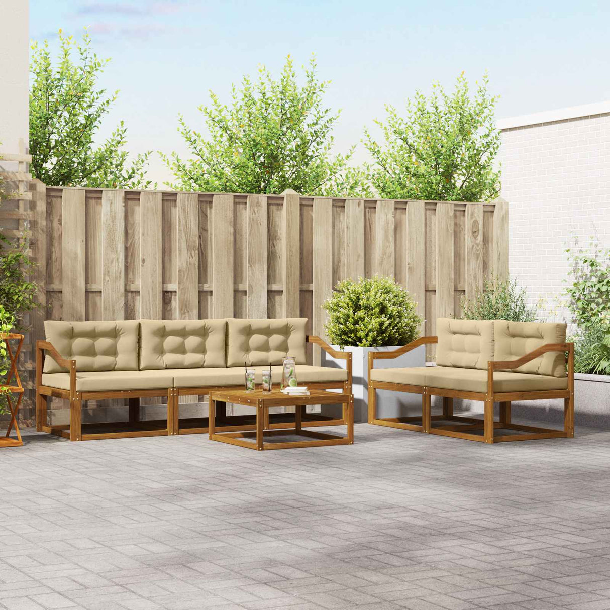 vidaXL Buiten bank set 6 pcs Naturel Massief Acacia Hout