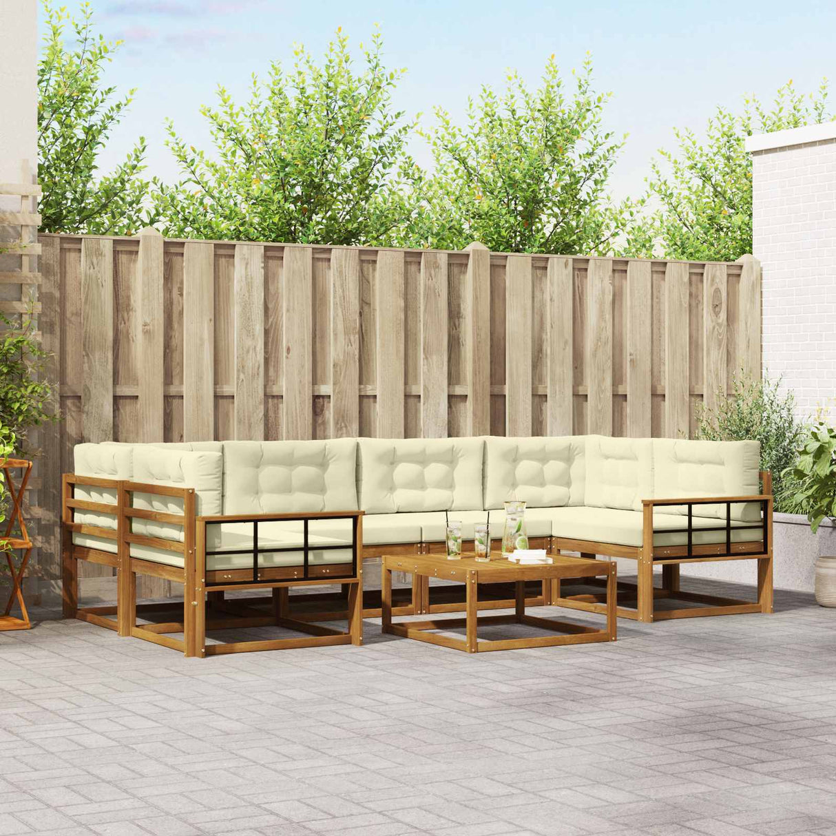 vidaXL Ensemble de 7 bancs de jardin en bois d'acacia massif Naturel