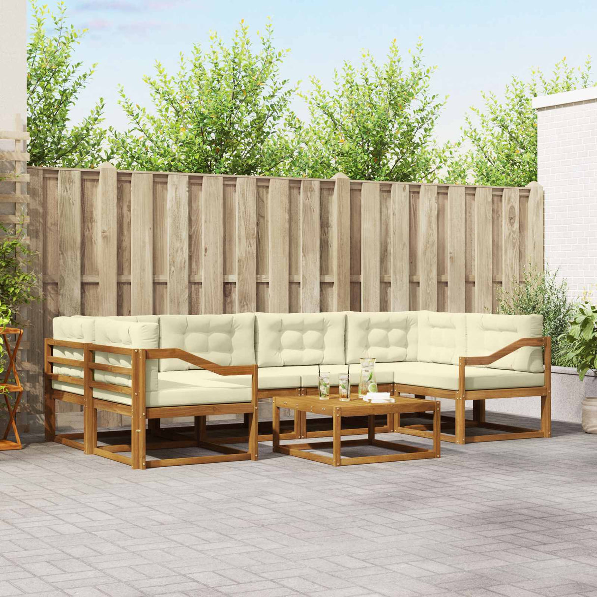 vidaXL Ensemble de 7 bancs de jardin en bois d'acacia massif Naturel