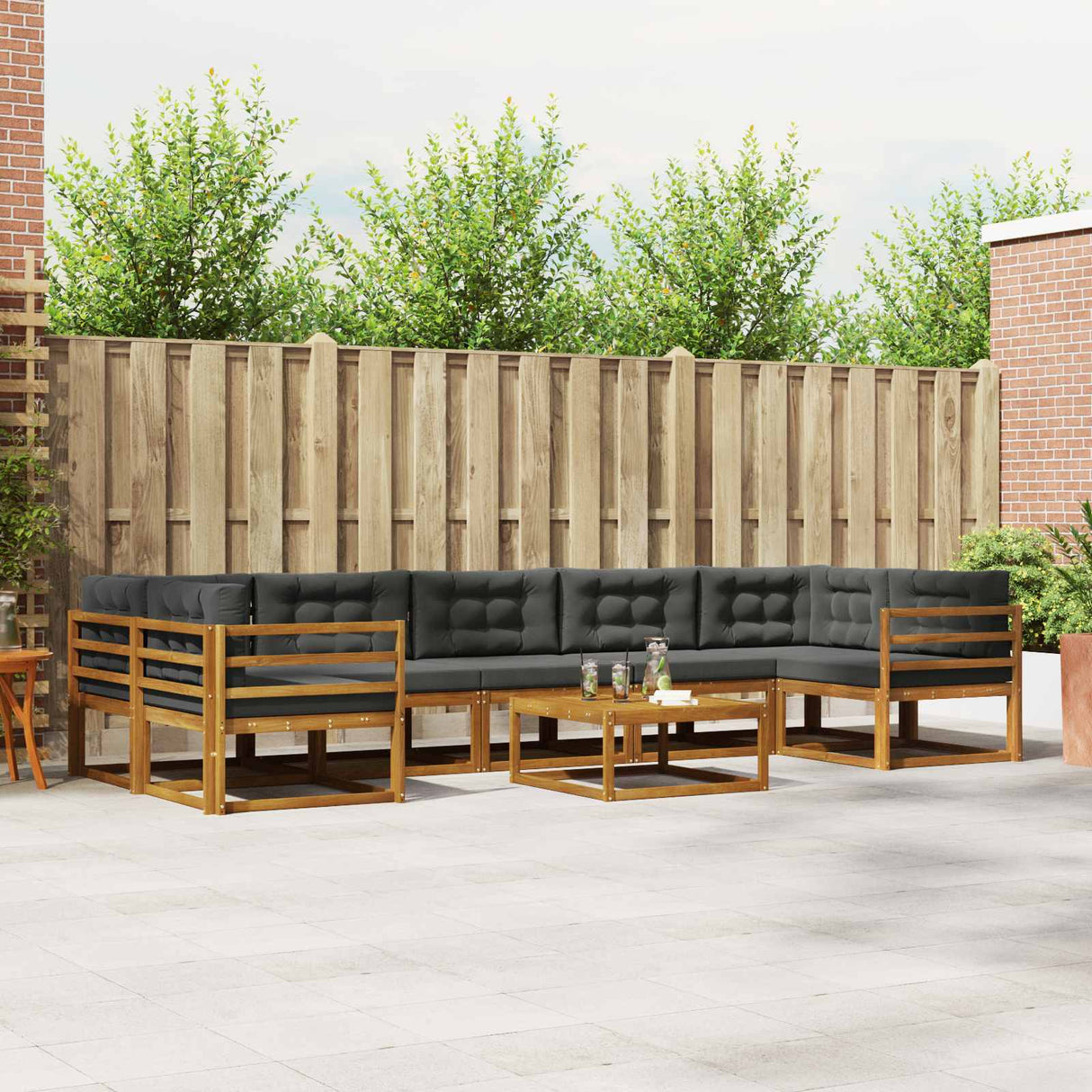 vidaXL Outdoor sofa set 8 pcs Natural Solid Acacia Wood