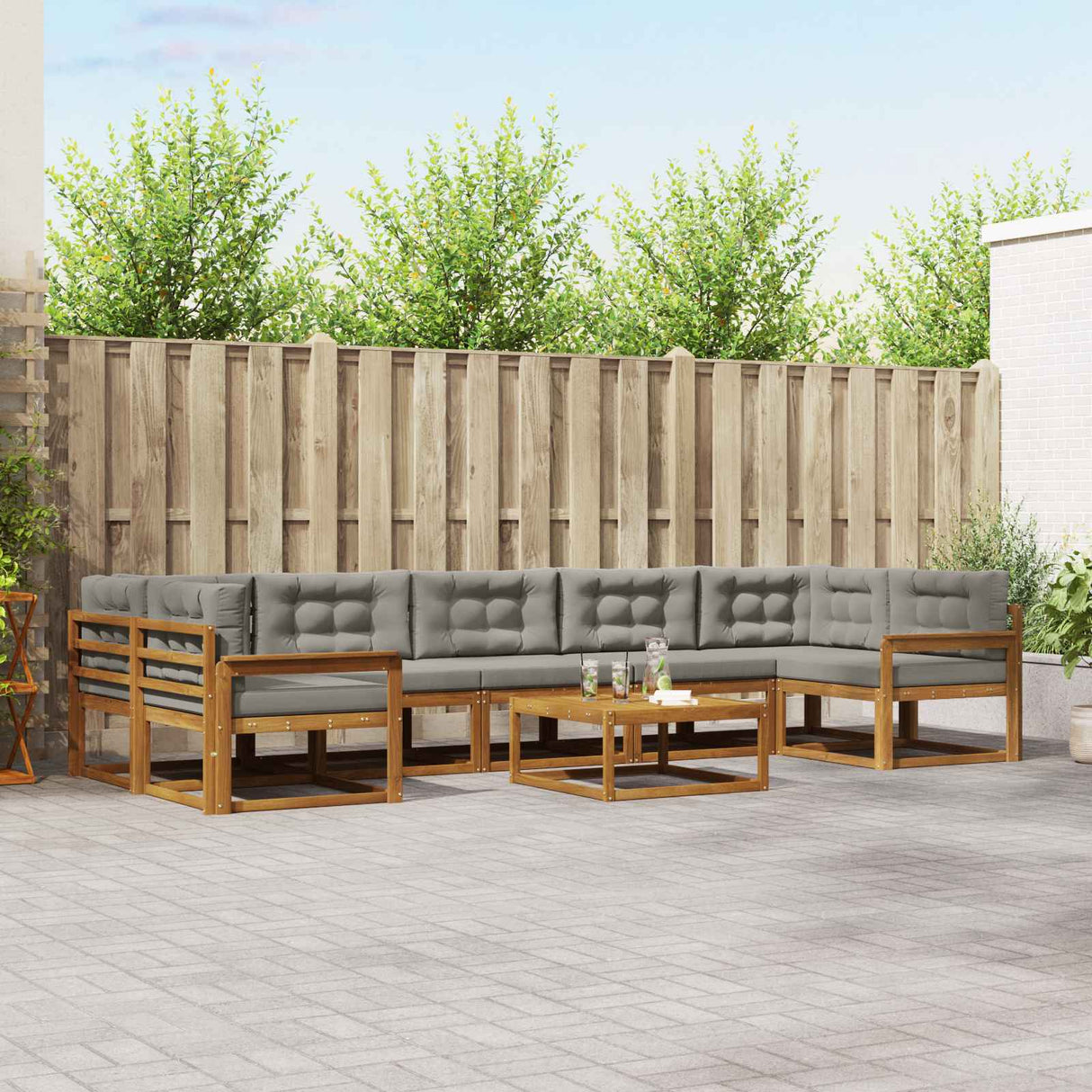 vidaXL Outdoor sofa set 8 pcs Natural Solid Acacia Wood