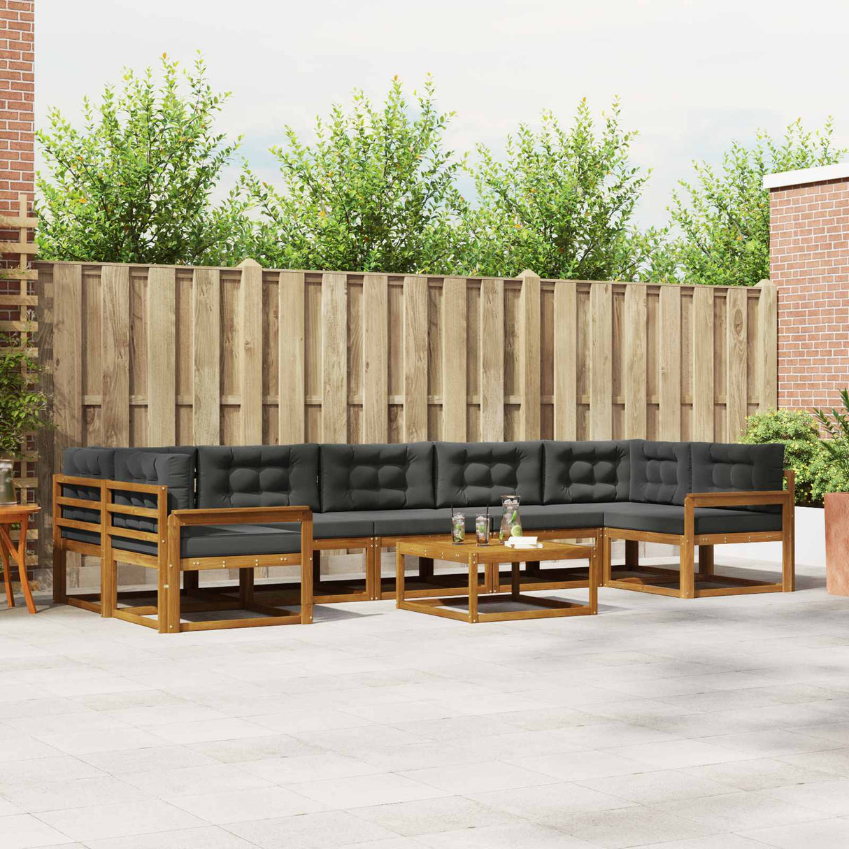 vidaXL Outdoor sofa set 8 pcs Natural Solid Acacia Wood