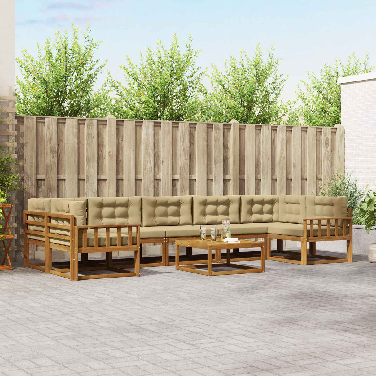 vidaXL Outdoor sofa set 8 pcs Natural Solid Acacia Wood
