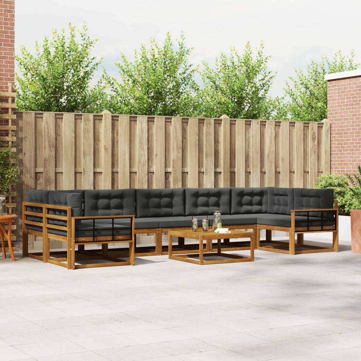 vidaXL Outdoor sofa set 8 pcs Natural Solid Acacia Wood