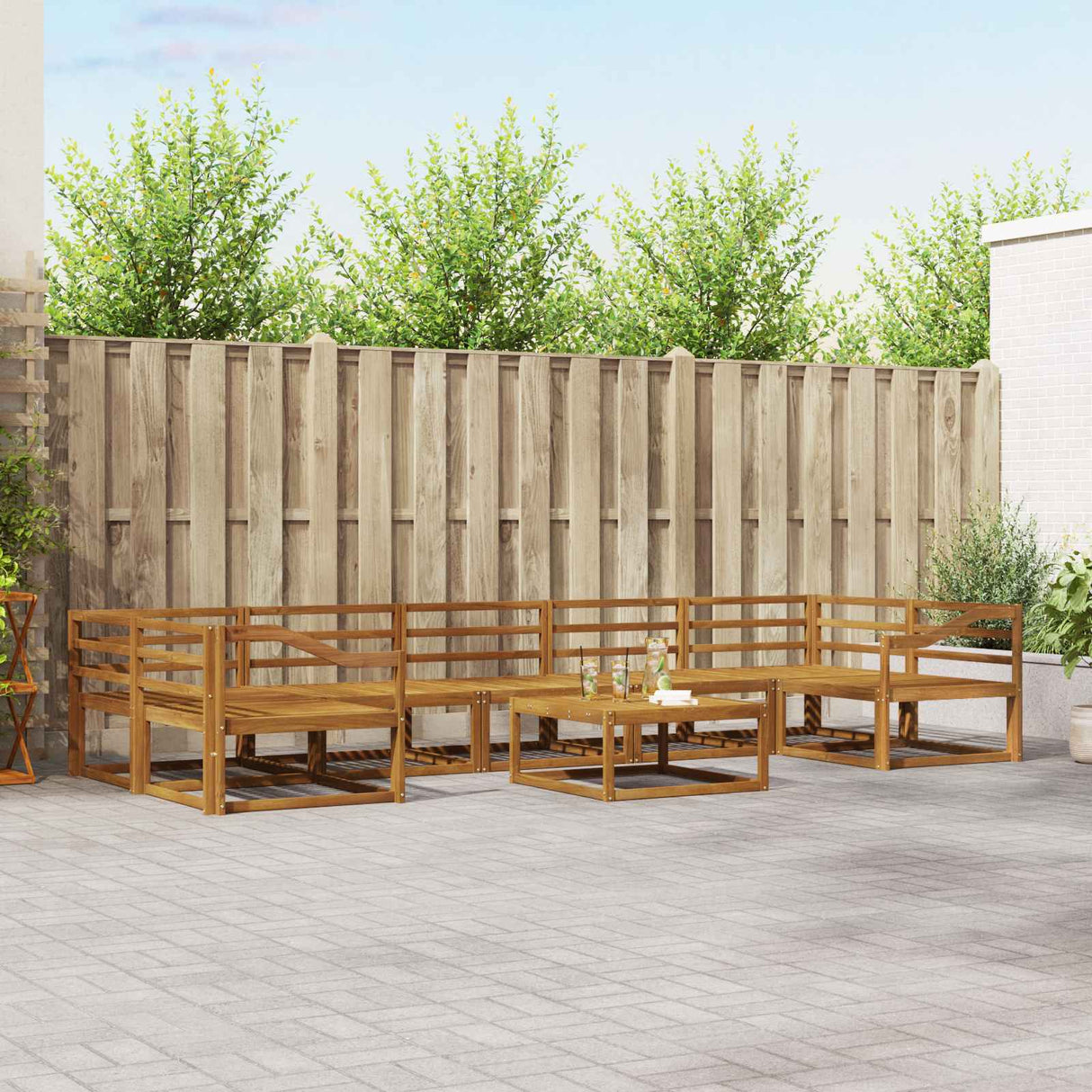 vidaXL Outdoor sofa set 8 pcs Natural Solid Acacia Wood