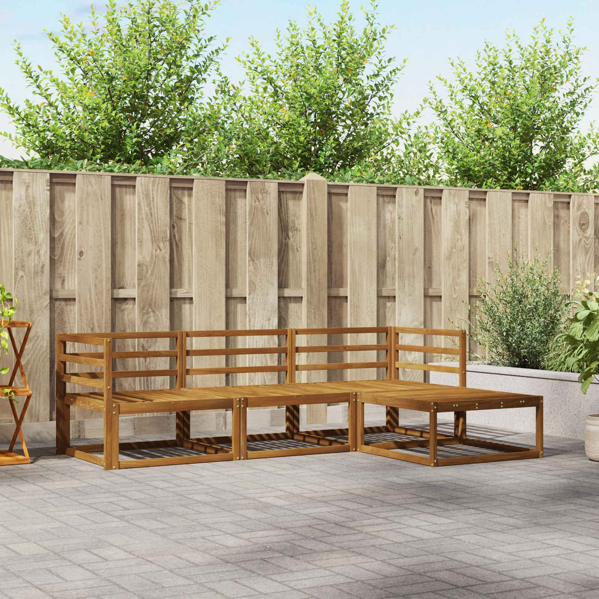 vidaXL Outdoor Sofa Set 4 pcs Natural Solid Acacia Wood