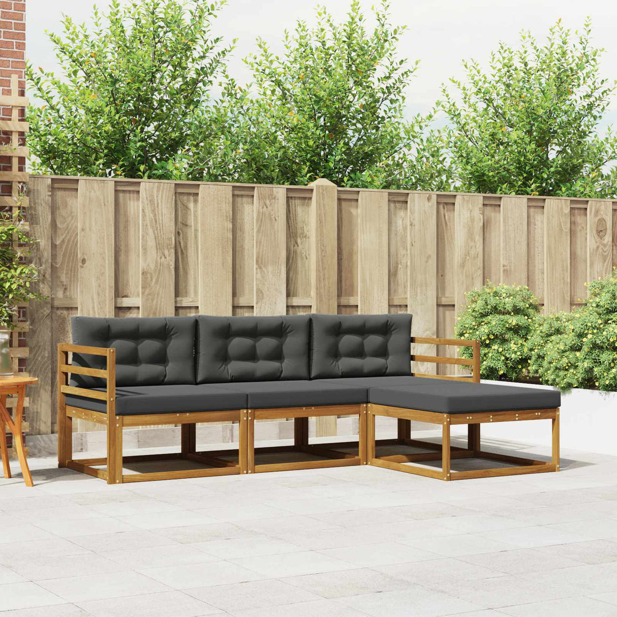 vidaXL Outdoor Sofa Set 4 pcs Natural Solid Acacia Wood