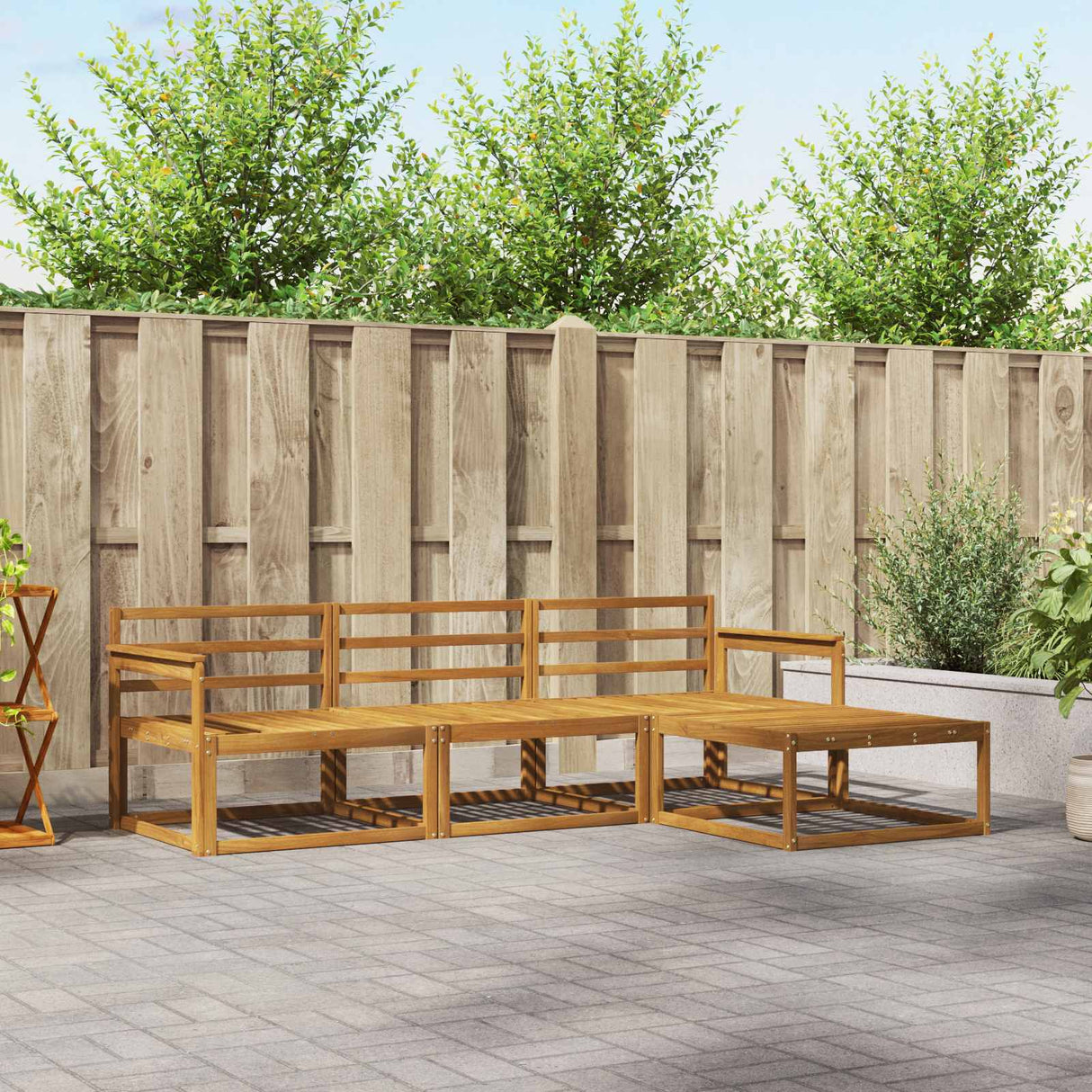 vidaXL Outdoor Sofa Set 4 pcs Natural Solid Acacia Wood