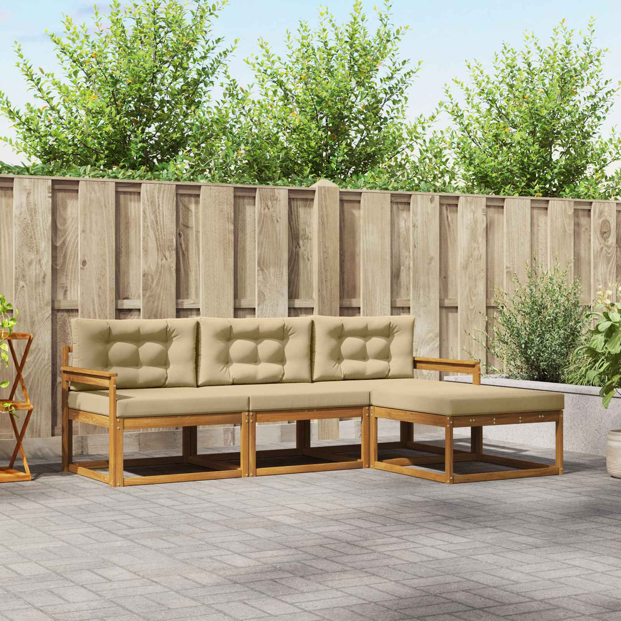vidaXL Outdoor Sofa Set 4 pcs Natural Solid Acacia Wood