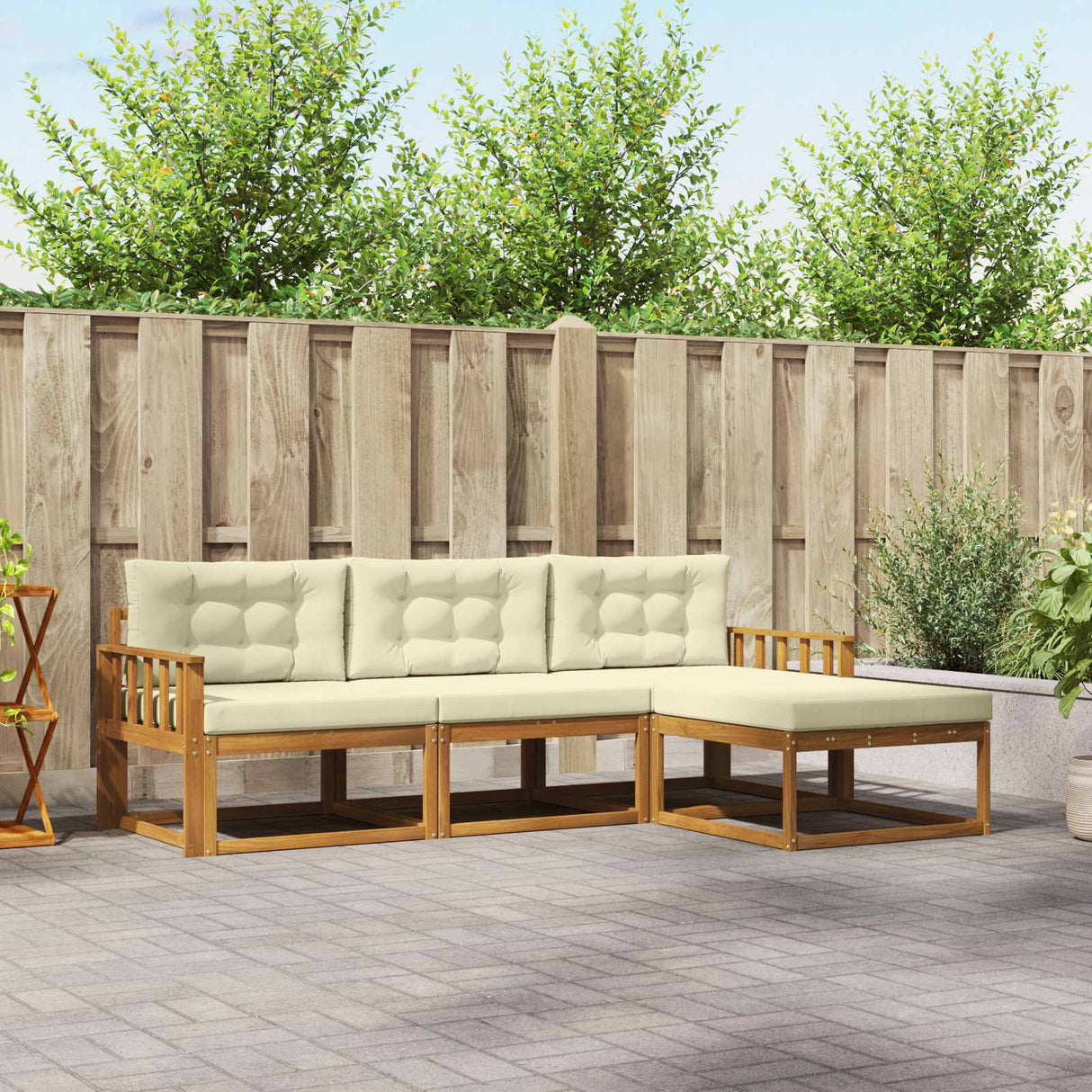 vidaXL Outdoor Sofa Set 4 pcs Natural Solid Acacia Wood