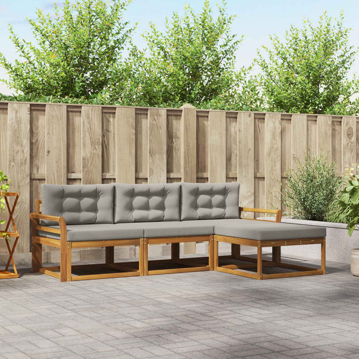 vidaXL Outdoor Sofa Set 4 pcs Natural Solid Acacia Wood